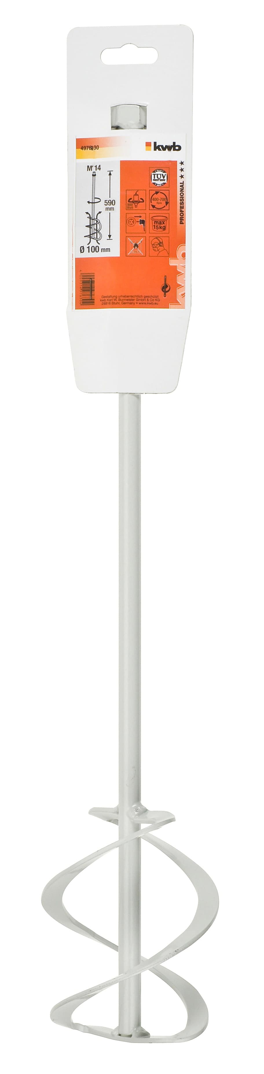  KWB 49497630 Mešalica za malter/lepak metalna fi 100 M14 L590mm - slika 2