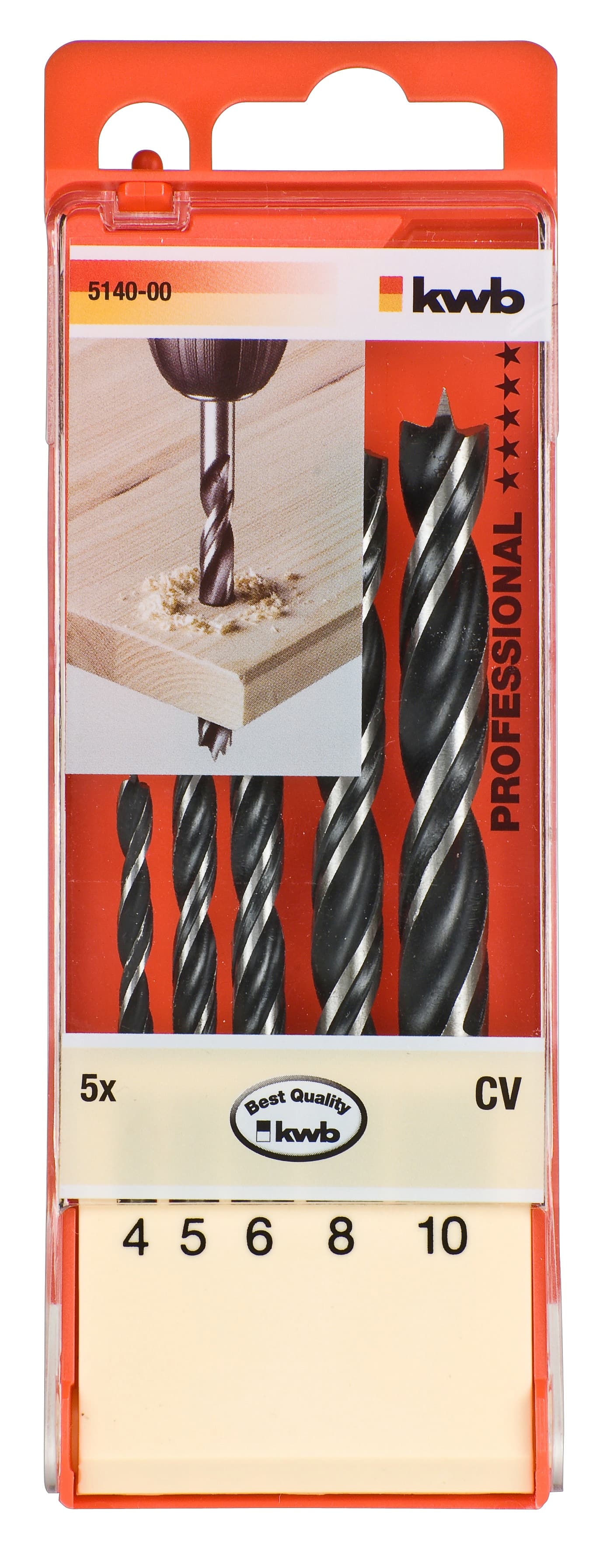  KWB 49514000 CrV set burgija za drvo 4-10 5/1 | 4/5/6/8/10, dvostruka spirala