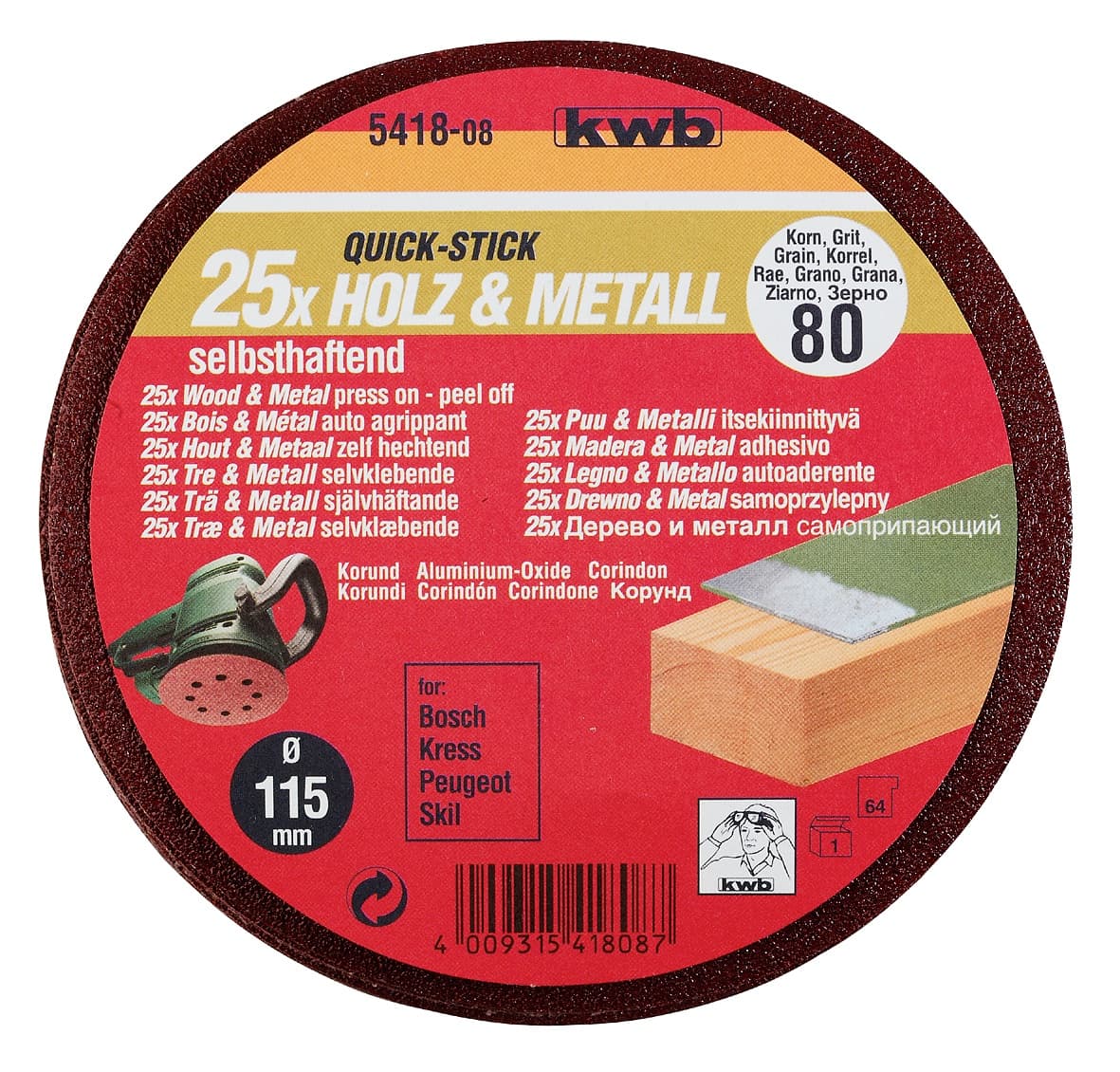  KWB 49541806 Quick-Stick brusni papir na čičak 115 GR. 60