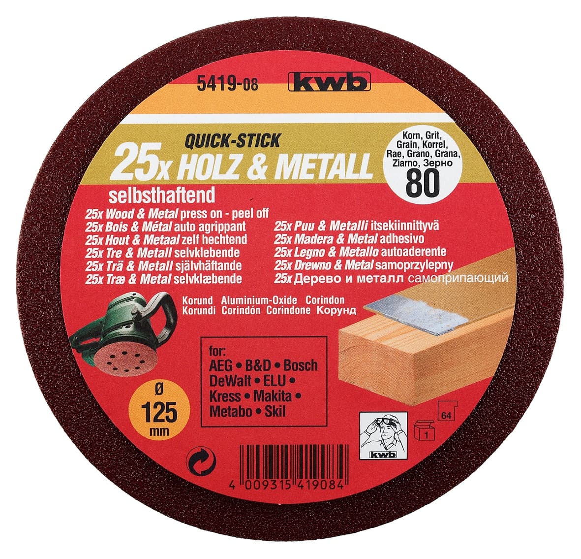  KWB 49541924 Quick-Stick brusni papir na čičak 125 GR.240