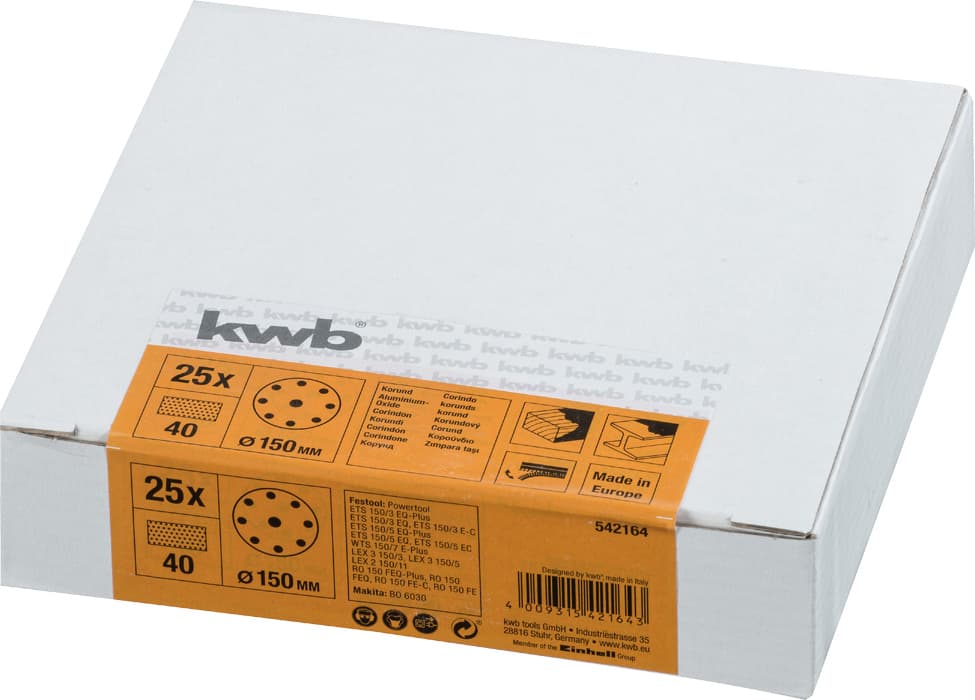  KWB 49542164 25 Quick-Stick brusnih papira na čičak 150 GR. 40