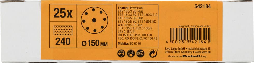  KWB 49542184 25 Quick-Stick brusnih papira na čičak 150 GR. 240