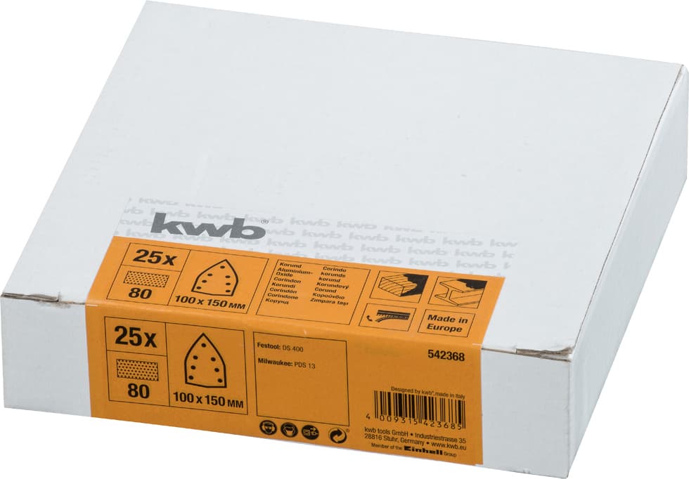  KWB 49542368 25 Quick-Stick delta brusnih papira na čičak GR. 80