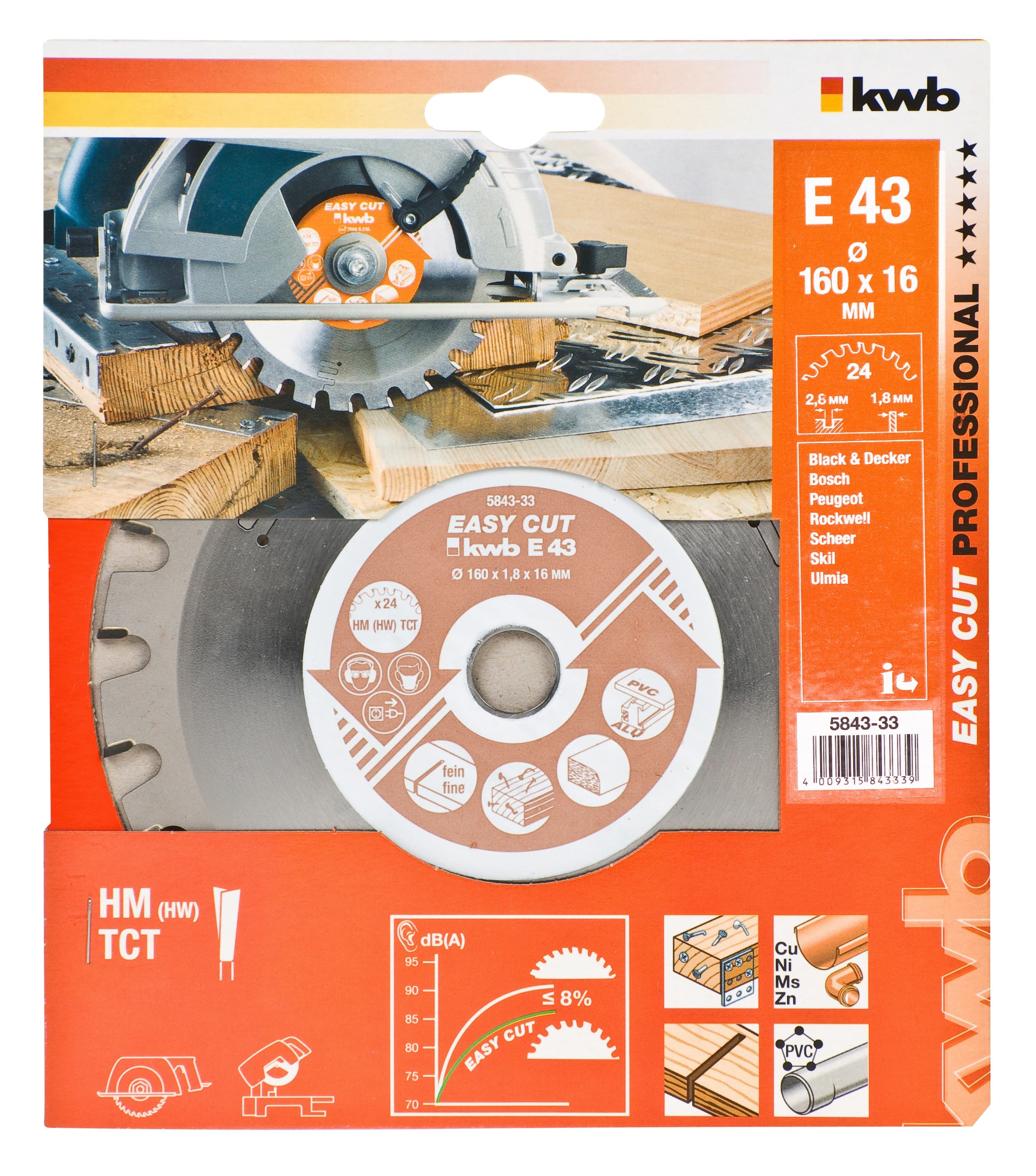  KWB 49584333 Easy-Cut rezni disk za cirkular 160x16, 24Z, HM, univerzalni