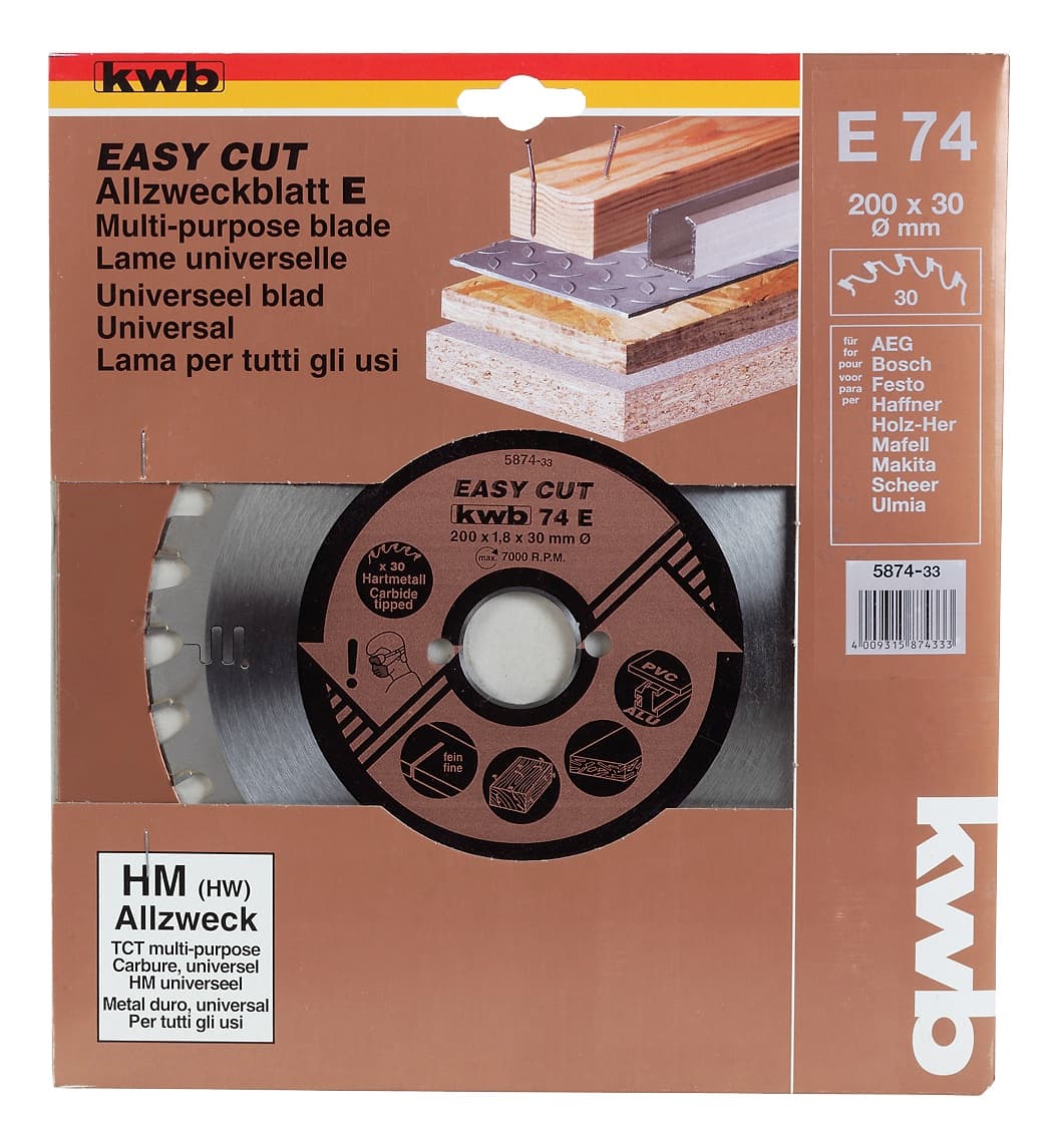  KWB 49587433 list kružne testere za drvo 200 x 30 mm, 74E