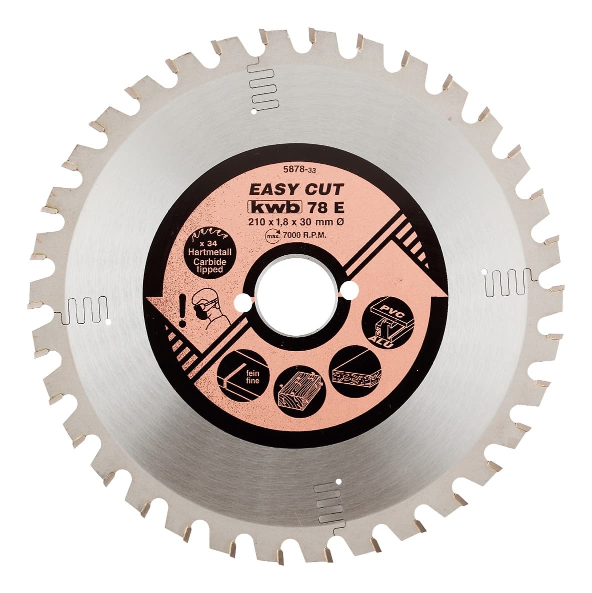  KWB 49587833 Easy-Cut rezni disk za cirkular 210x30, 34Z, HM, univerzalni