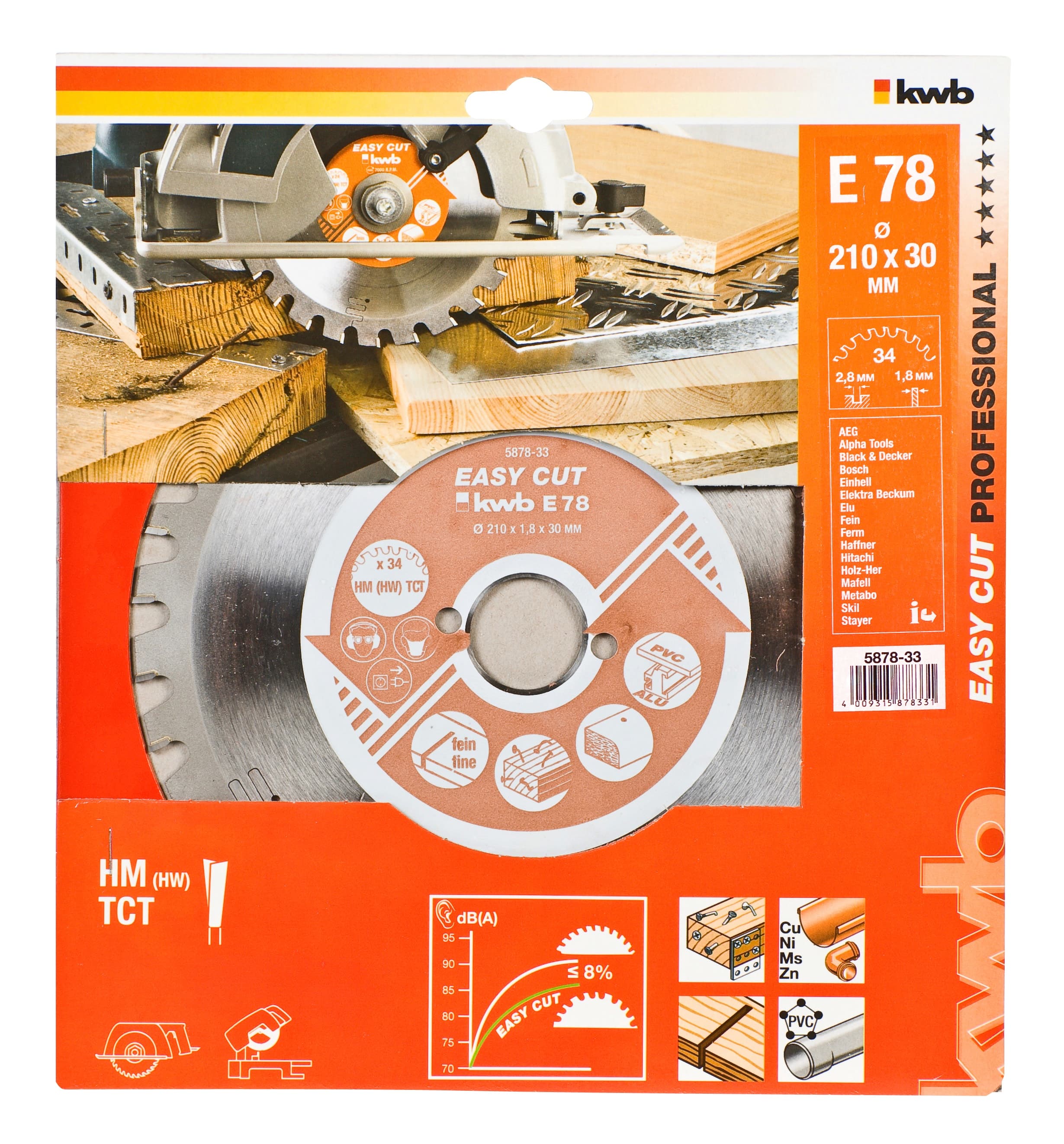  KWB 49587833 Easy-Cut rezni disk za cirkular 210x30, 34Z, HM, univerzalni - slika 2