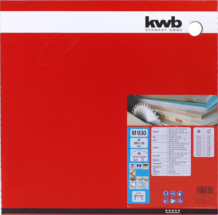  KWB 49593055 list za cirkular za drvo 300 x 30 mm, Z48, ojačan karbidom