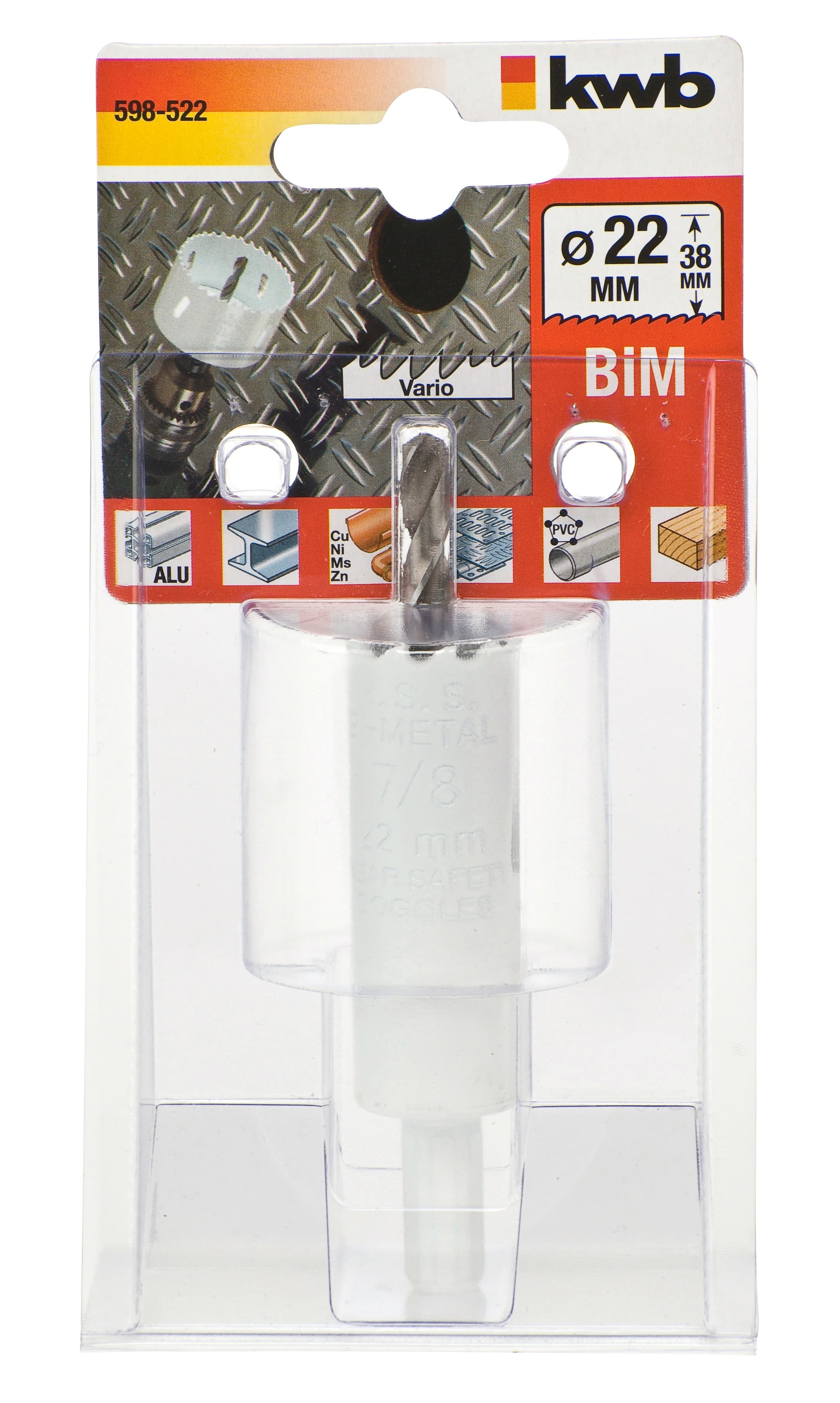  KWB 49598522 HSS BiM krune za metal/drvo sa nosačem i burgijom za centriranje 22 mm