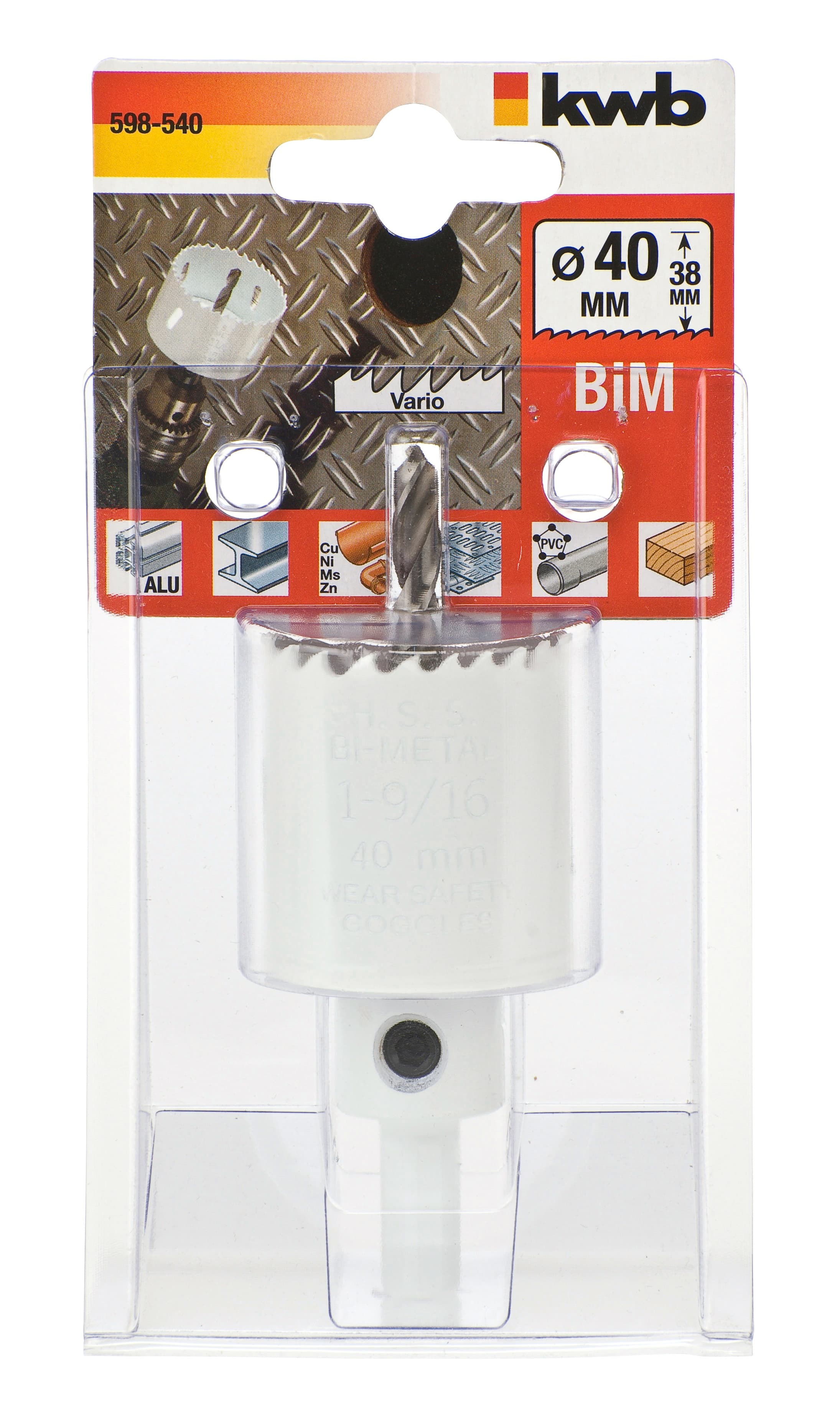  KWB 49598540 HSS BiM krune za metal/drvo sa nosačem i burgijom za centriranje 40 mm - slika 2