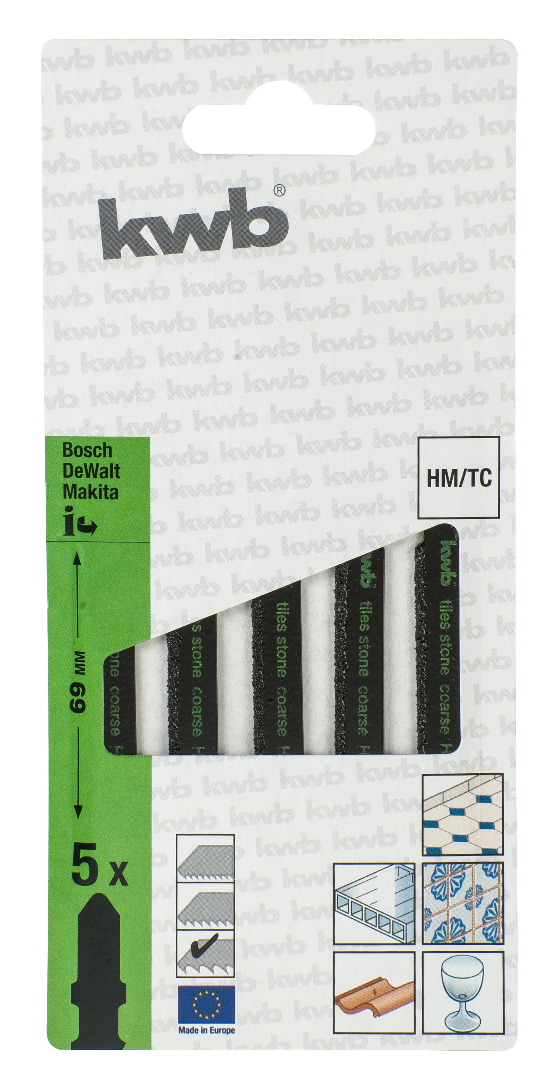  KWB 49621928 list za ubodnu testeru za keramiku 77 mm, ojačan karbidom, 1/5