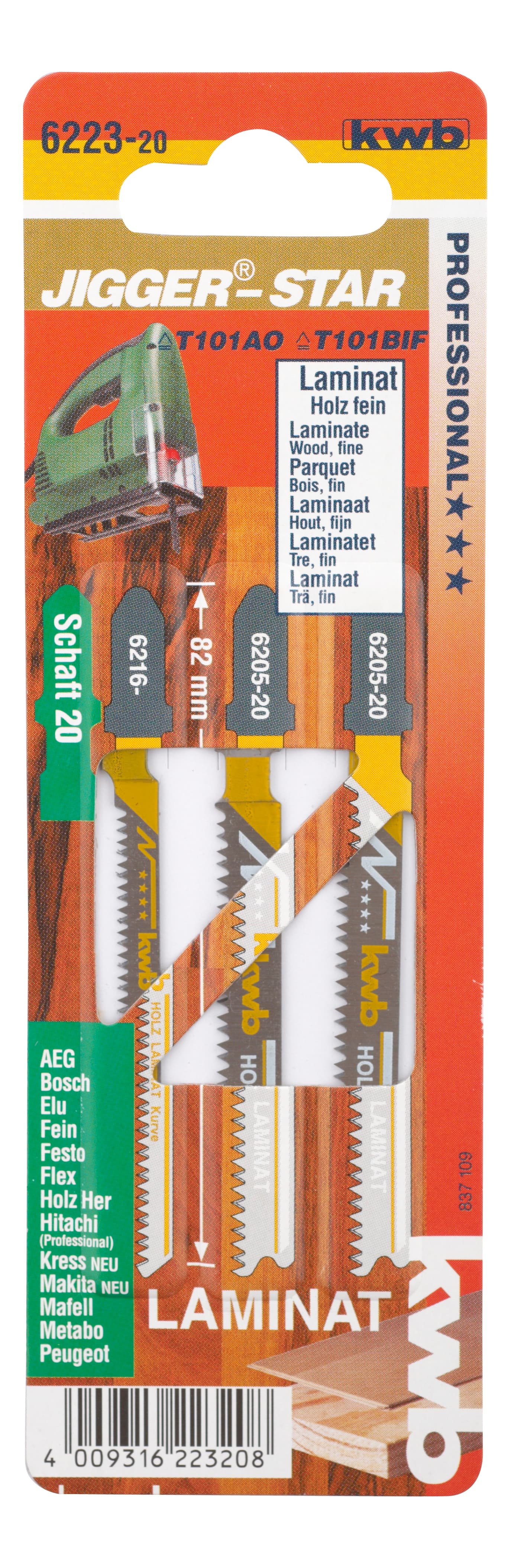  KWB 49622320 set listova za ubodnu testeru 83 mm, drvo/metal, 3 dela