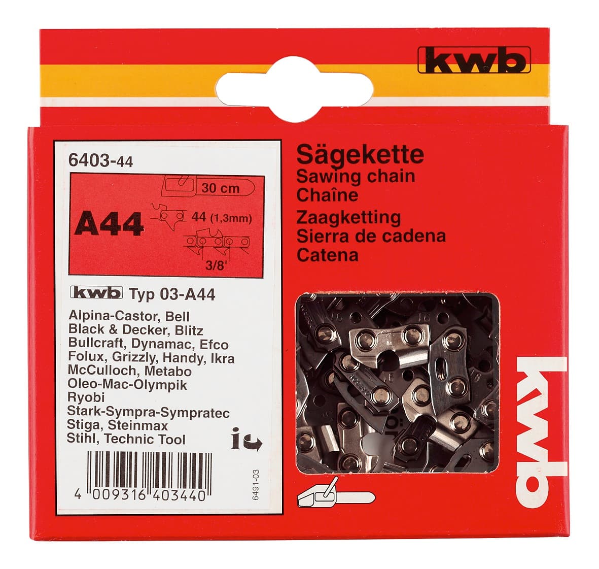  KWB 49640864 Lanac za lančanu testeru .325 380, Profi, 08-D64, spojnica 64 - slika 2