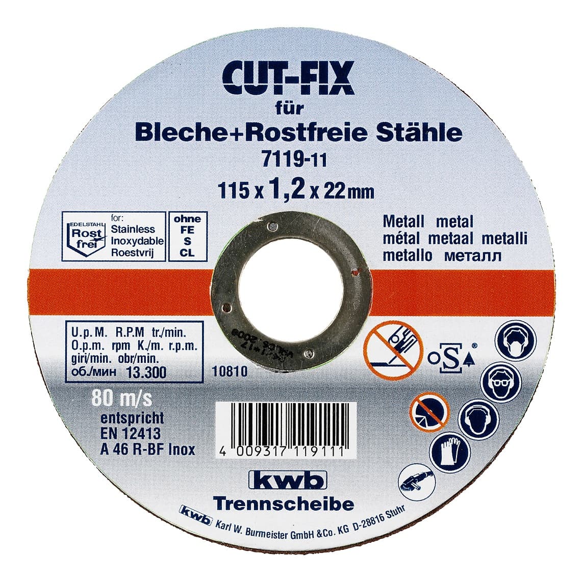  KWB 49711911 Rezna ploča za Inox 115x1.0 | Cut-Fix, ekstra tanka