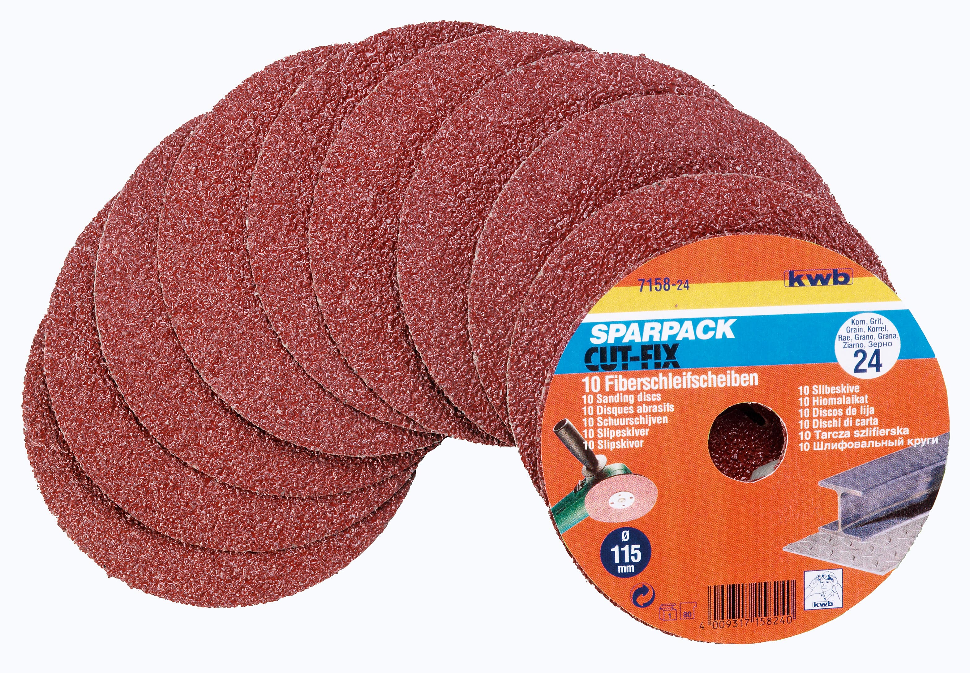  KWB 49715824 Samolepljivi brusni papir 115 mm, GR24 10/1, Ø22mm, za ugaonu brusilicu