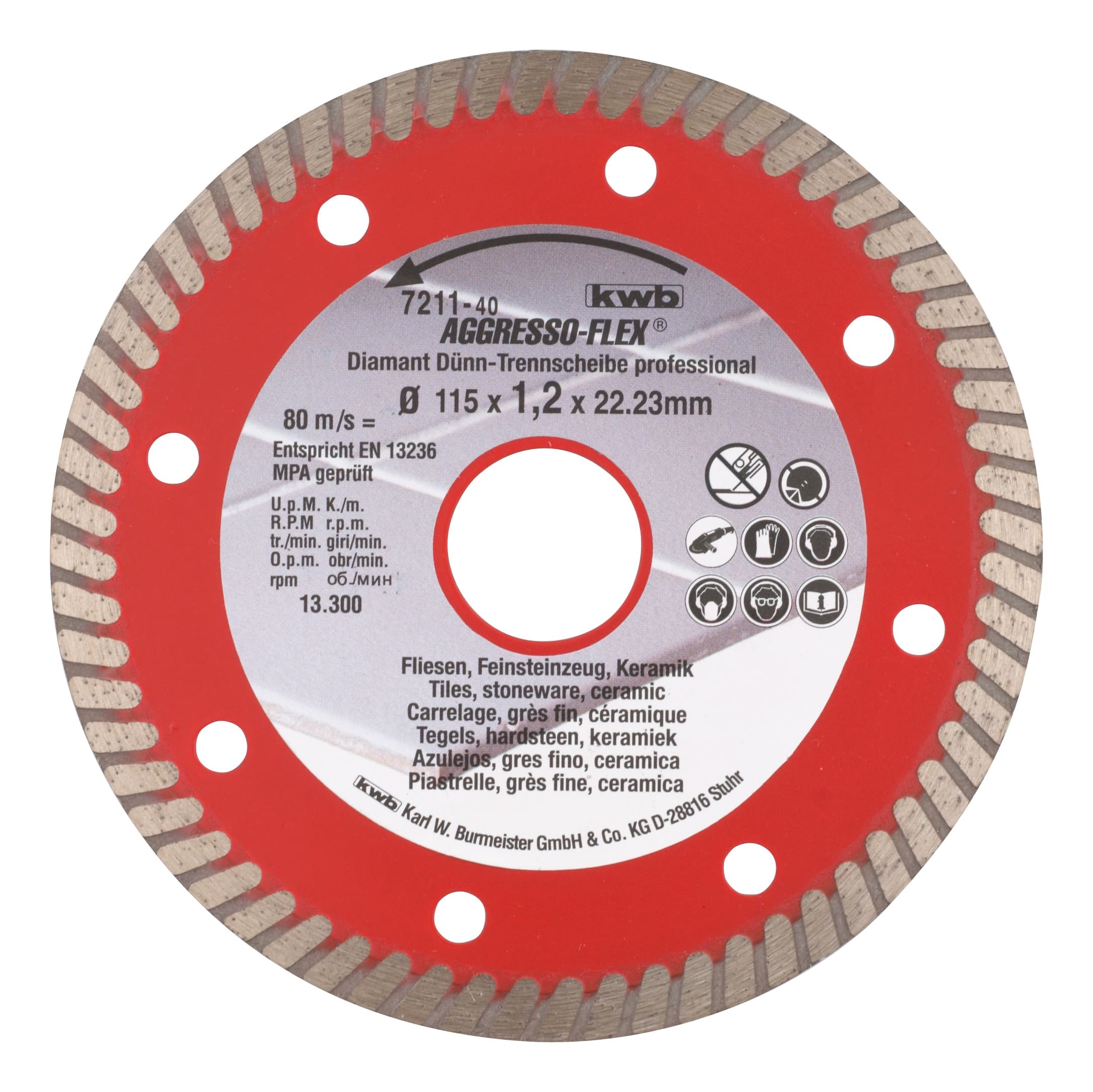  KWB 49721140 Aggresso-Flex Diamant rezni disk 115x22, 1mm, za kamen/granit/mermer/keramiku, Energy Saving