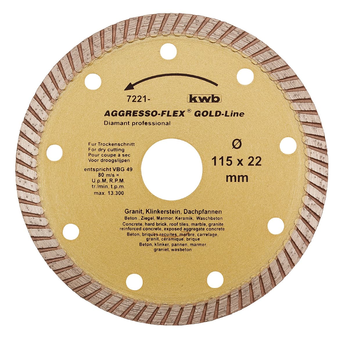  KWB 49722140 univerzalna dijamantska rezna ploča Gold Line, 115 mm