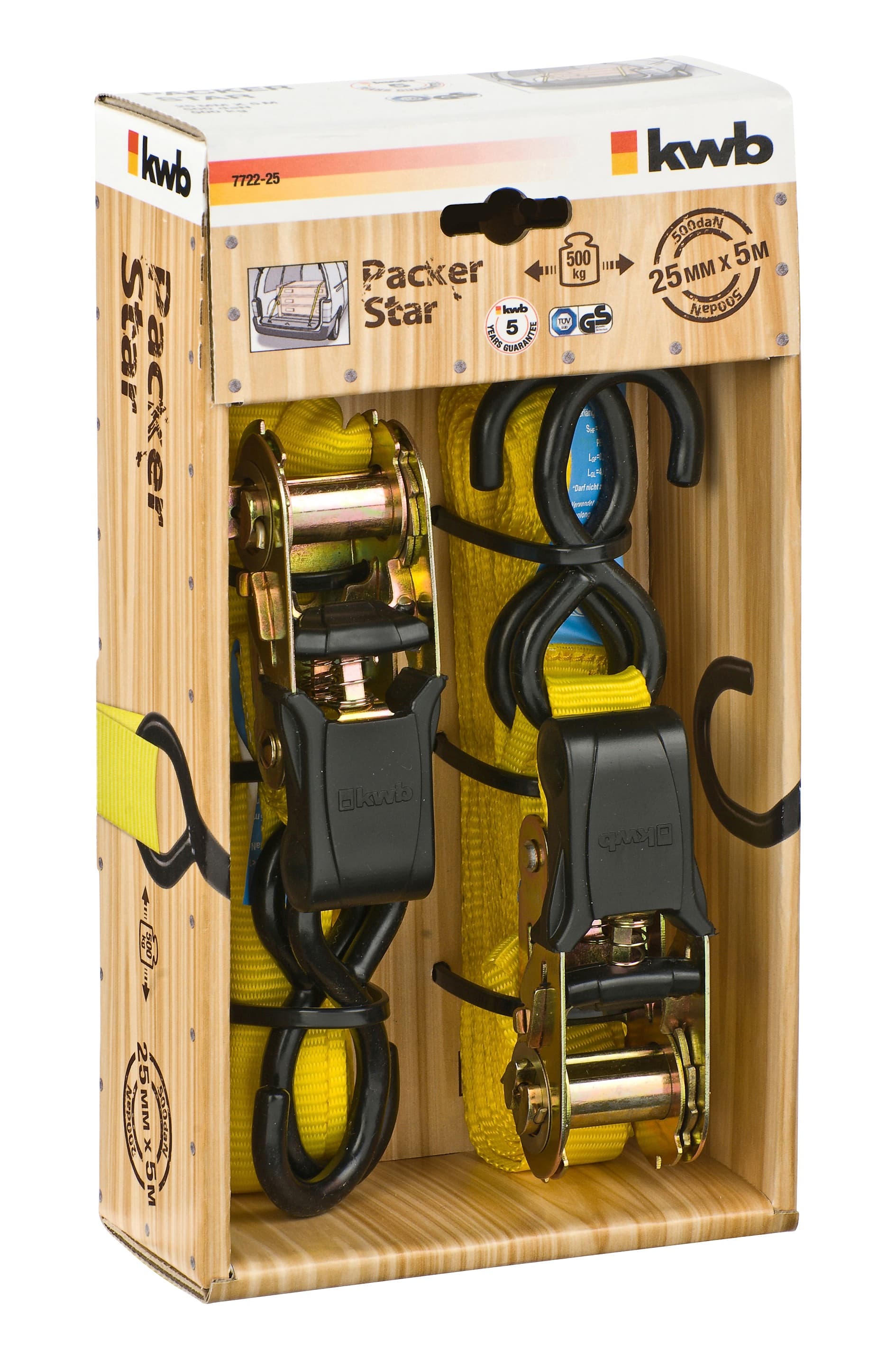  KWB 49772225 2 kaiša 25 sa zatezačem i 2 kuke 5m | TUEV,  od poliestera