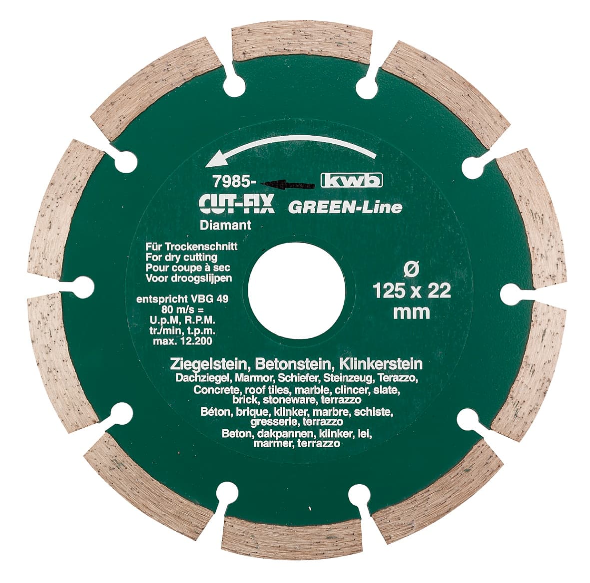  KWB 49798740 GreenLine Diamant rezni disk 180, Cut-Fix, 7.0x2.0, segmentni