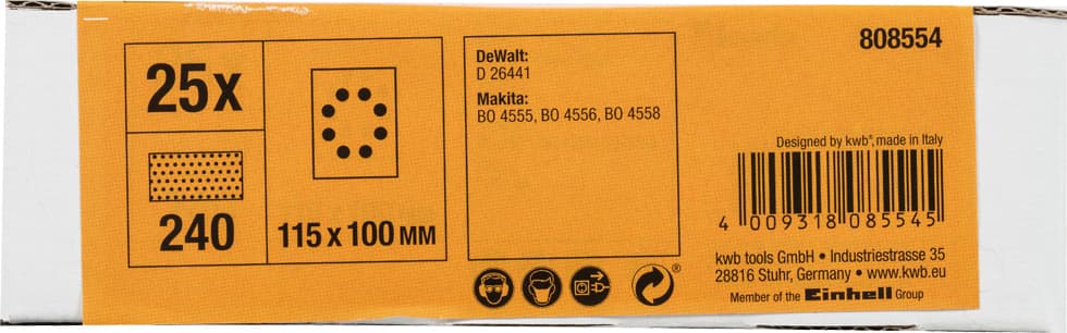 KWB 49808554 brusni papir sa rupama 115 x 100 mm, 25 komada, GR 240 - slika 4
