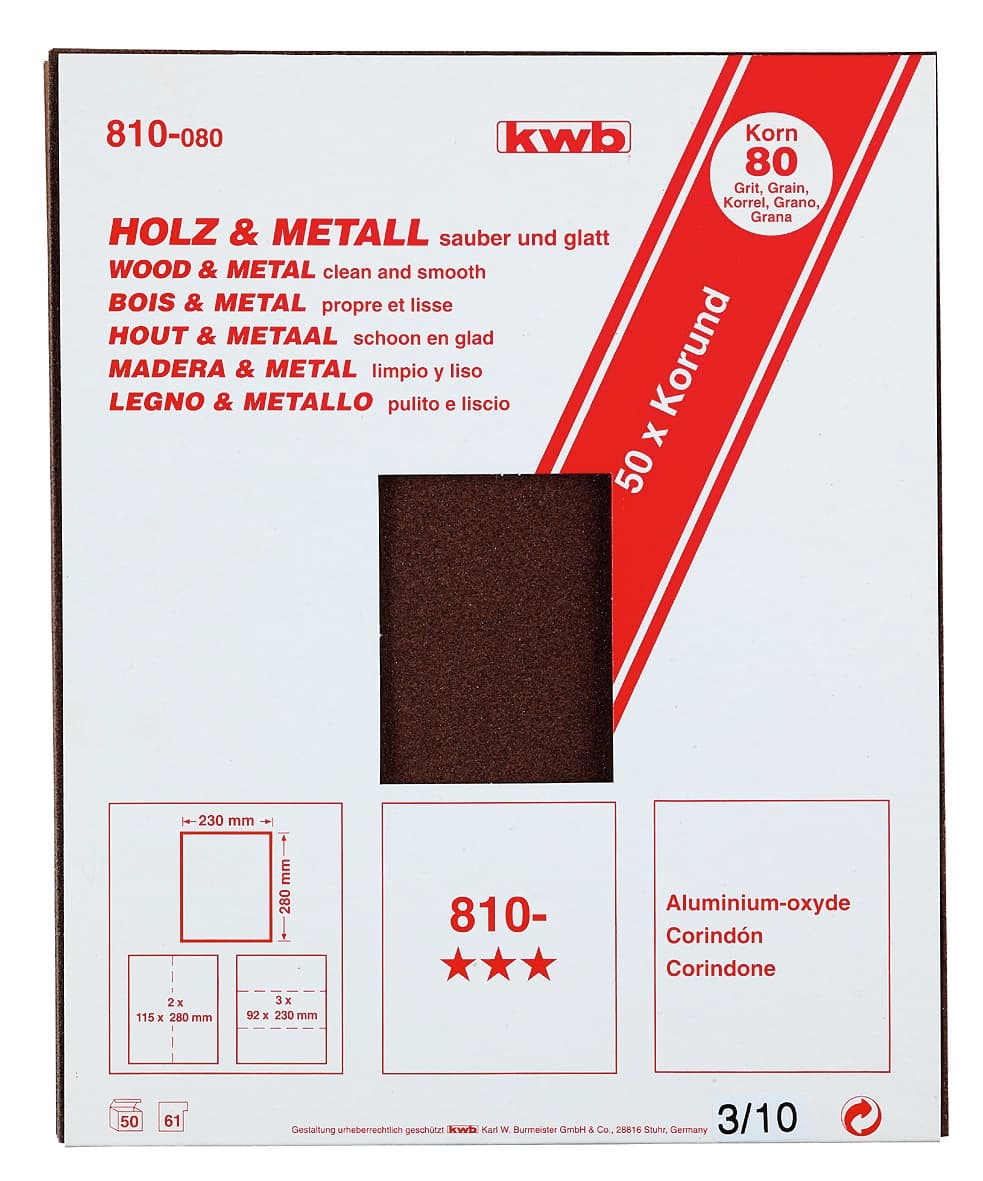  KWB 49810180 Brusni papir (drvo-metal) GR180 | 230x280, alu-oksid