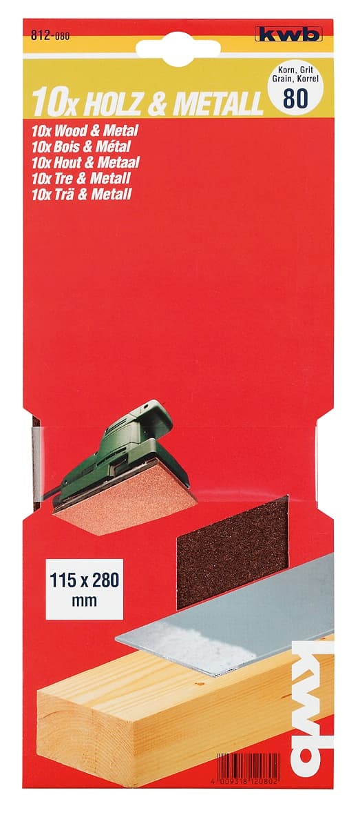  KWB 49812240 Brusni papir 115x280 GR240 10/1, drvo-metal, alu-oksid - slika 2