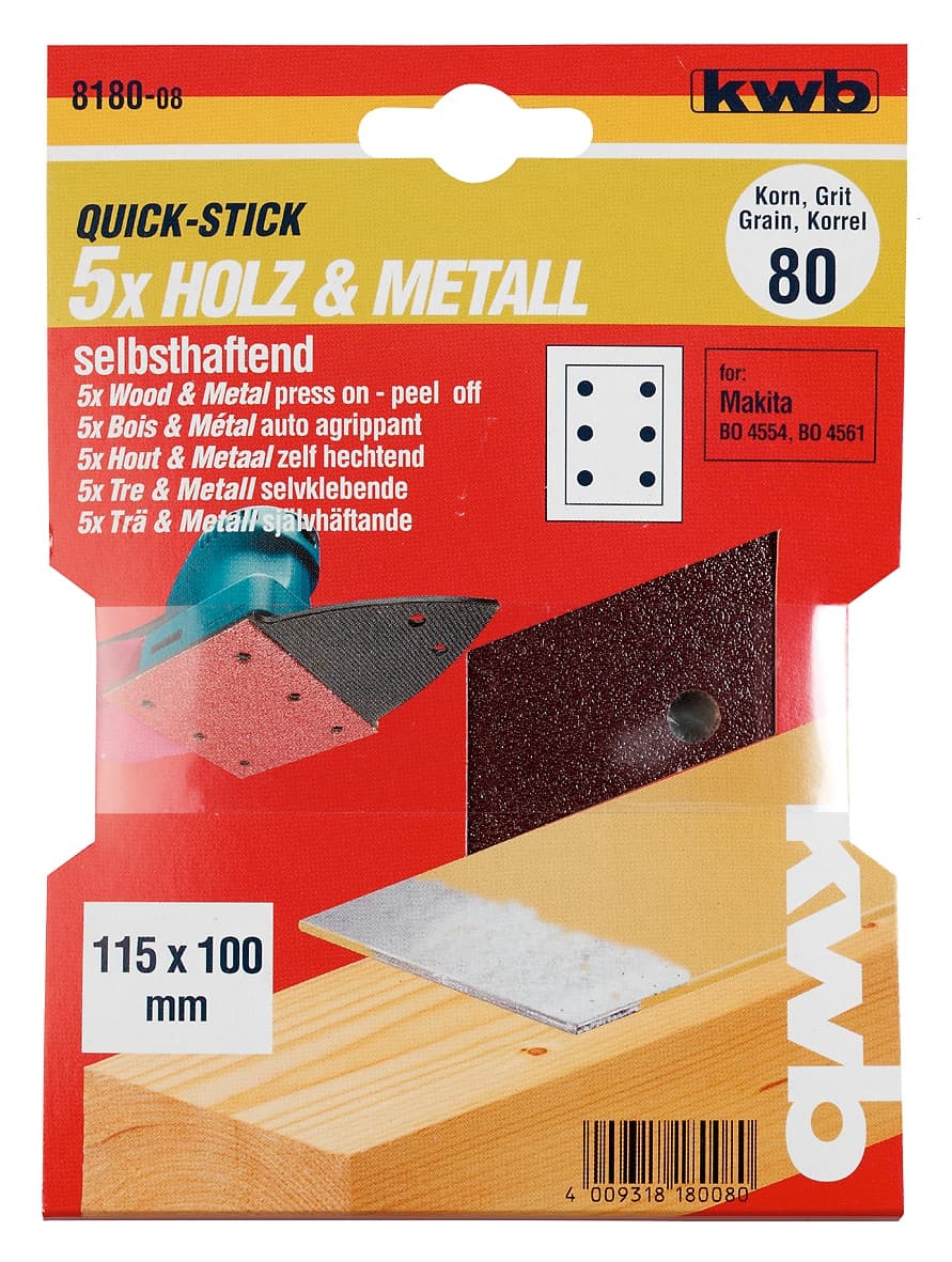  KWB 49818024 Quick-Stick brusni papir sa rupama na čičak, 115 x 100 mm, GR 240, 5 komada - slika 2