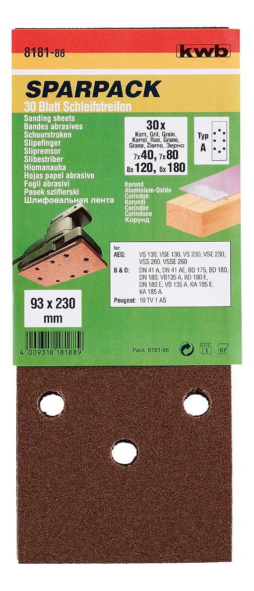  KWB 49818188 Brusni papir tipA 93x230 GRmix 30/1, drvo-metal, alu-oksid