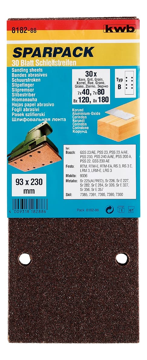  KWB 49818288 Brusni papir tipB 93x230 GRmix 30/1, drvo-metal, alu-oksid