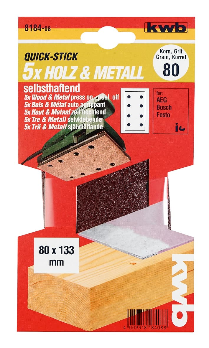  KWB 49818418 brusni papir sa rupama 80 x 133 mm, 5 komada, GR 180 - slika 2