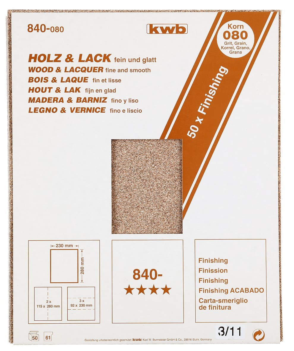  KWB 49840080 Fin brusni papir (drvo-lak) GR80, 230x280, za finu obradu