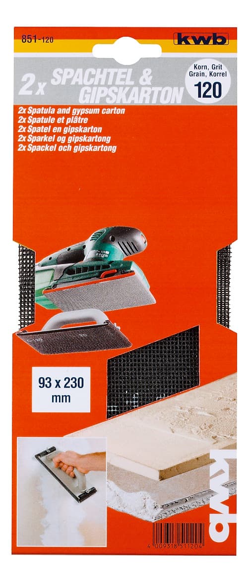  KWB 49851120 Brusni papir 93x230 GR120 SB 2/1 | mrežasti, za gipskarton/boju/rđu