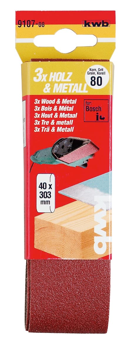  KWB 49910710 Trakasti brusni papir za drvo-metal, alu-oksid 40 x 305 mm, 3/1, GR100 - slika 2