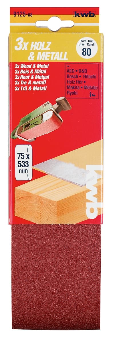  KWB 49912506 Trakasti brusni papir 75x533 GR60 3/1 | drvo-metal, alu-oksid - slika 2