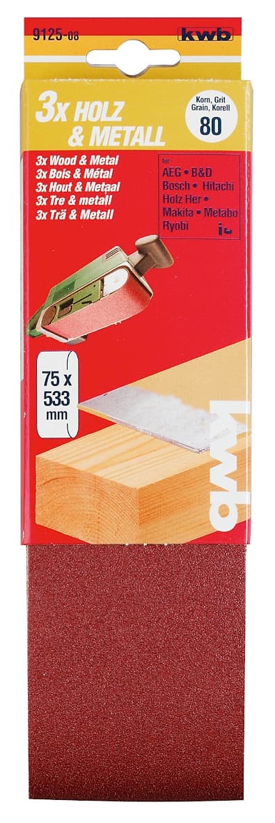  KWB 49912512 Trakasti brusni papir 75x533 GR120 3/1 | drvo-metal, alu-oksid - slika 2