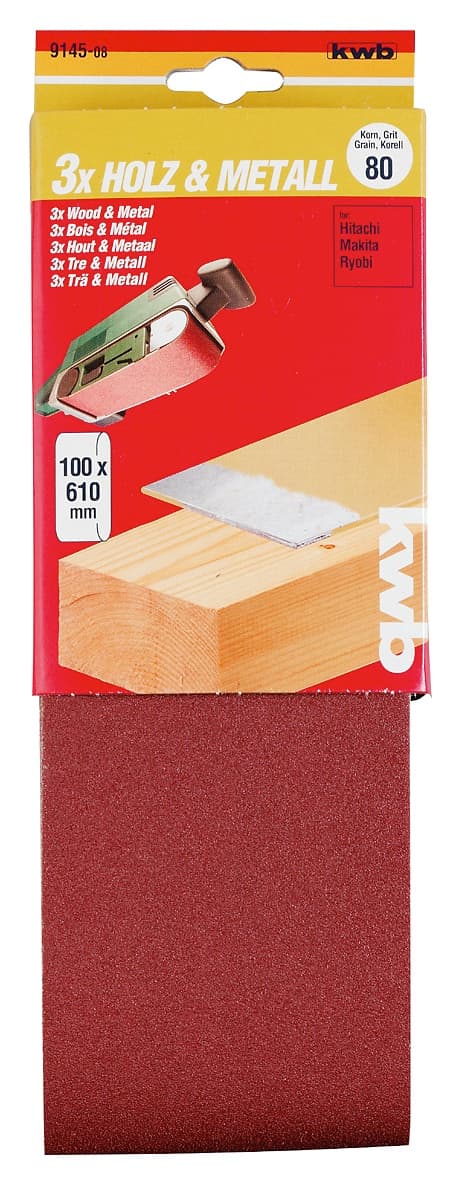  KWB 49914515 Trakasti brusni papir za drvo-metal, alu-oksid 100 x 610 mm, 3/1, GR150 - slika 2