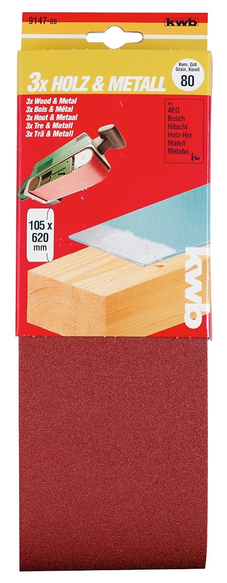  KWB 49914710 Trakasti brusni papir 105x620 mm, GR100, 3/1 | drvo-metal, alu-oksid - slika 2