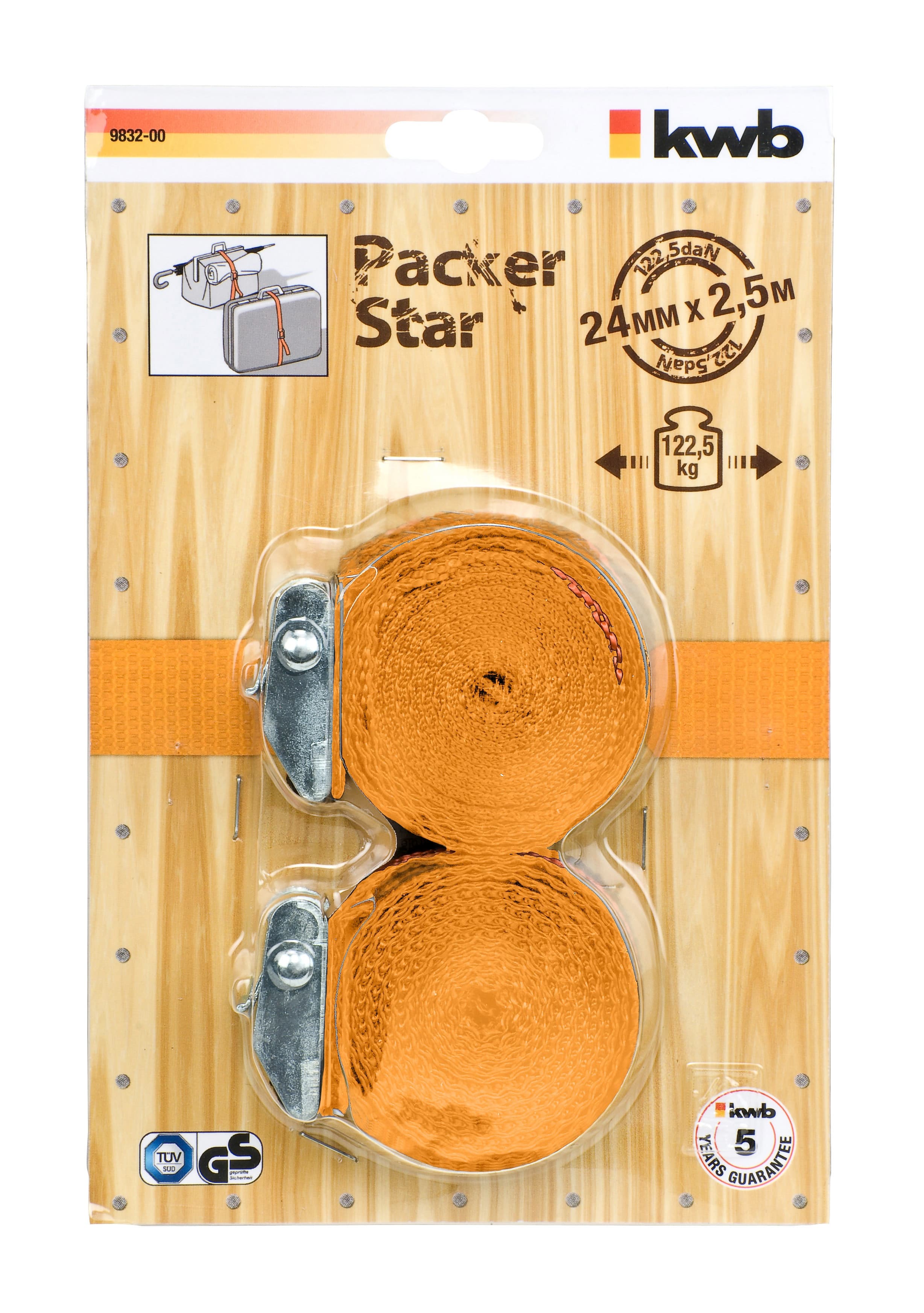  KWB 49983200 2 kaiša 25 sa kopčom, 2.5m | TUEV, od polipropilena - slika 2