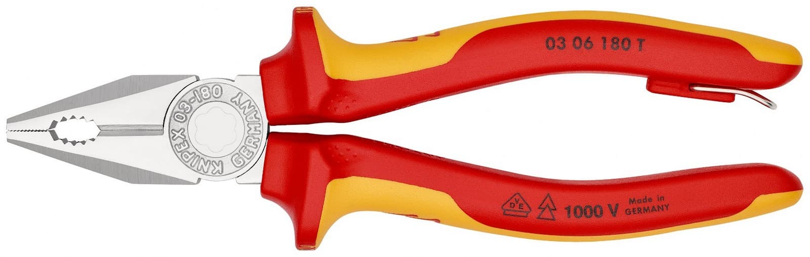 Knipex klešta kombinovana izolovana 1000V VDE 180mm sa mogućnošću kačenja 03 06 180 T - slika 12