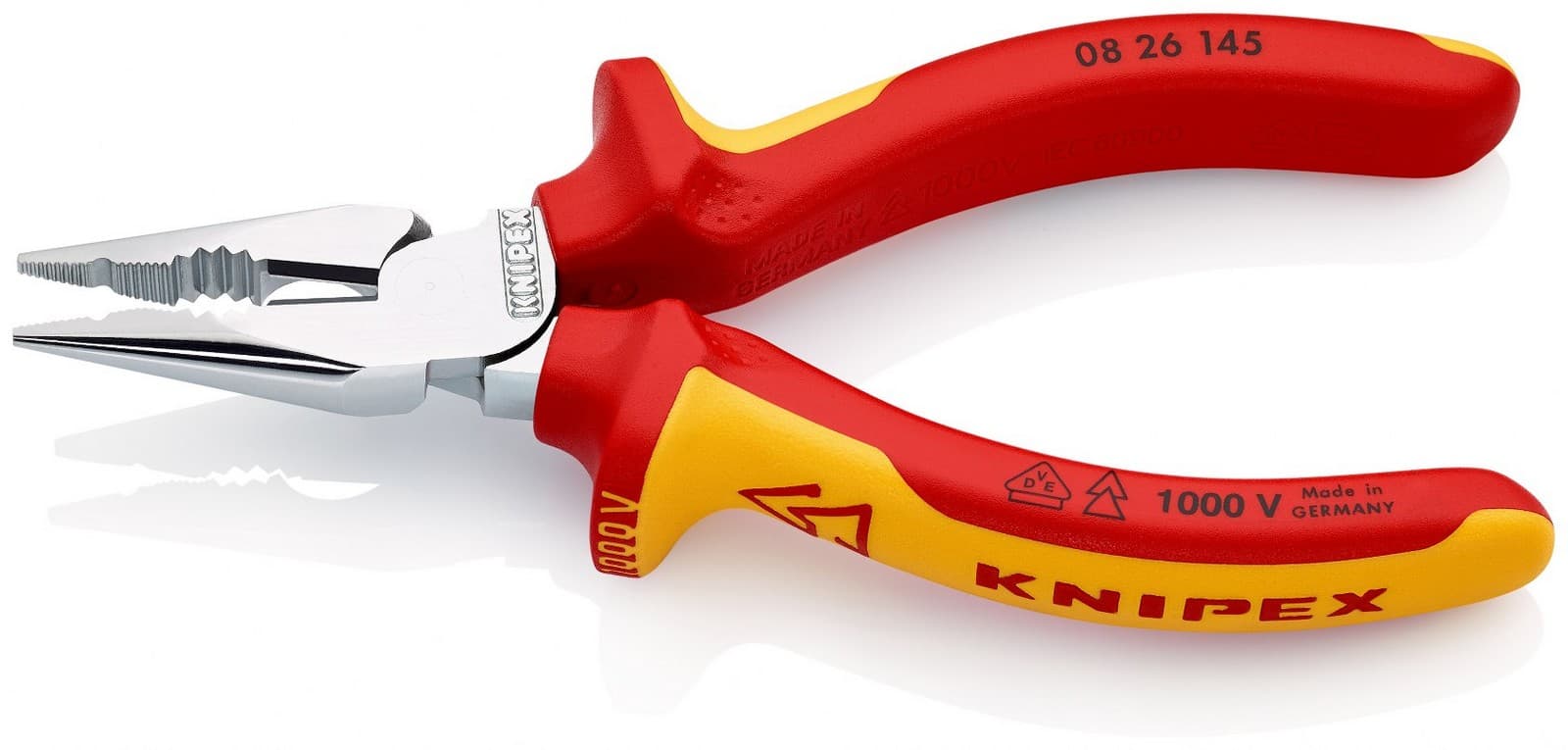 Knipex šiljasta kombinovana klešta izolovana 1000V VDE 145mm u blister pakovanju 08 26 145 SB - slika 2