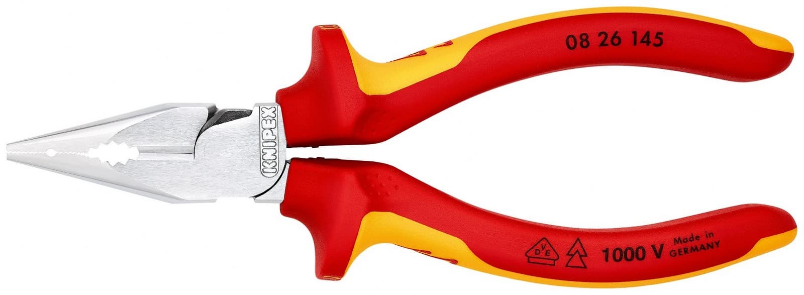 Knipex šiljasta kombinovana klešta izolovana 1000V VDE 145mm u blister pakovanju 08 26 145 SB - slika 3