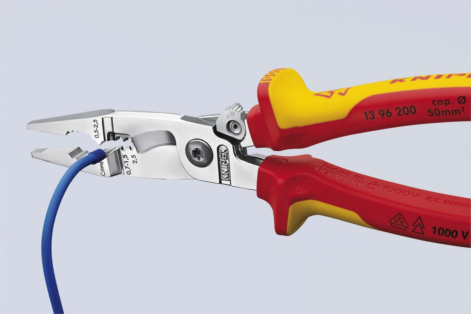 Knipex 13 96 200 klešta za električne instalacije izolovane, VDE, hromirane 200 mm - slika 14