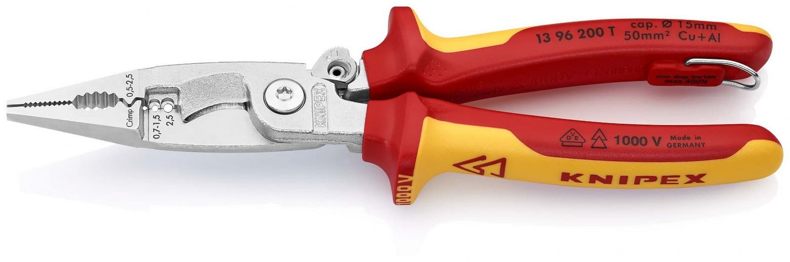 Knipex 13 96 200 T BK klešta za električne instalacije izolovana, VDE, hromirana 200 mm  - slika 7