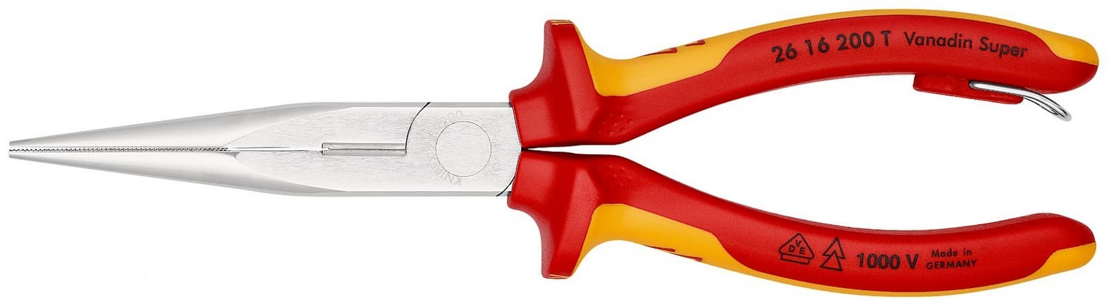 Knipex klešta špic prava 1000V VDE 200mm sa mogućnošću kačenja 26 16 200 T - slika 3