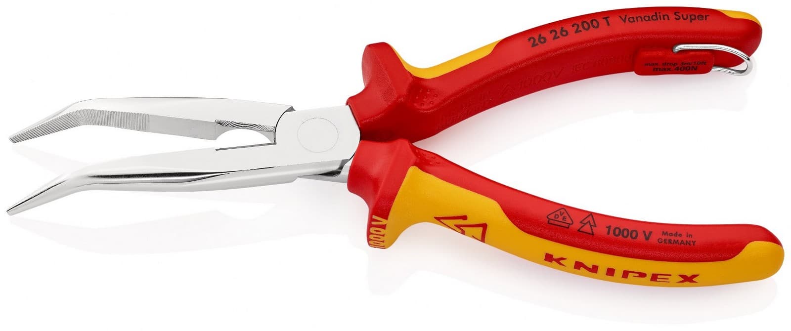 Knipex klešta špic kriva 1000V VDE 200mm sa mogućnošću kačenja 26 26 200 T - slika 2