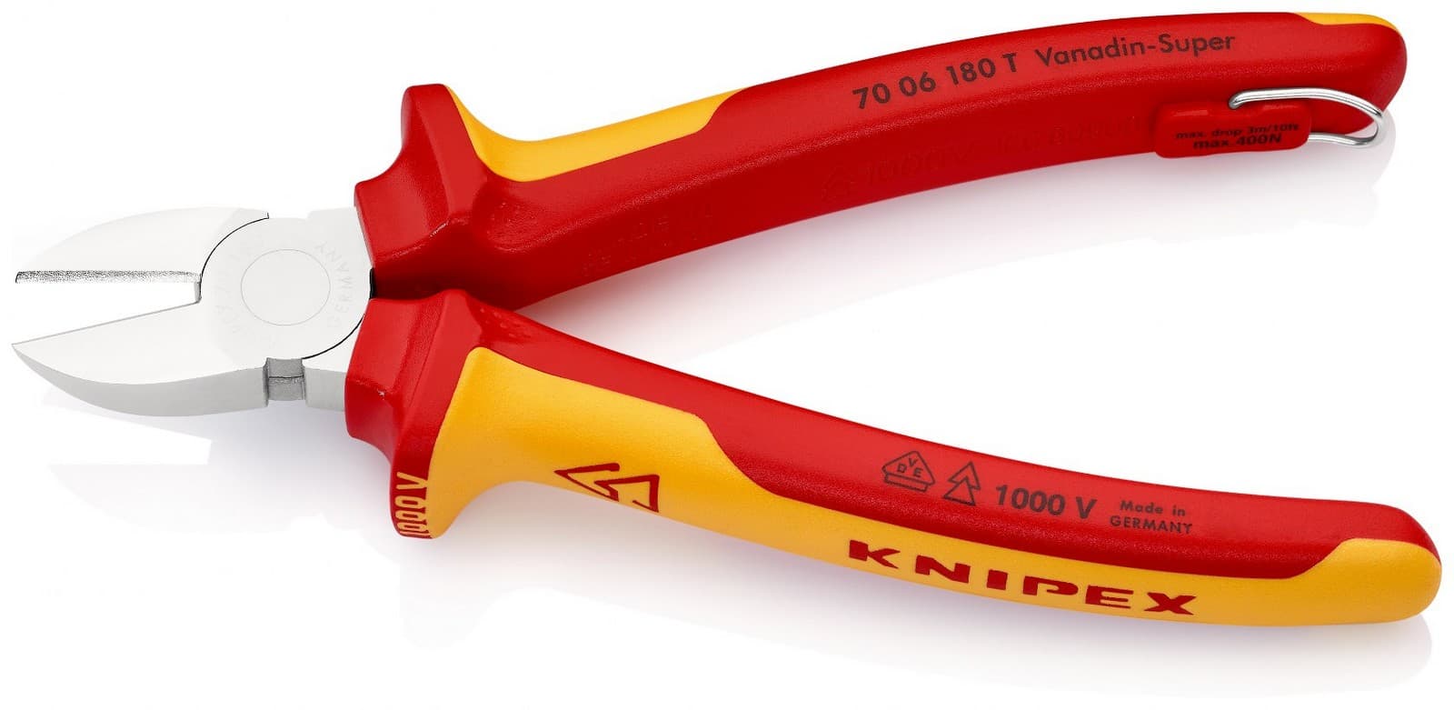 Knipex kose sečice izolovane 1000V VDE 180mm sa mogućnošću kačenja 70 06 180 T - slika 3