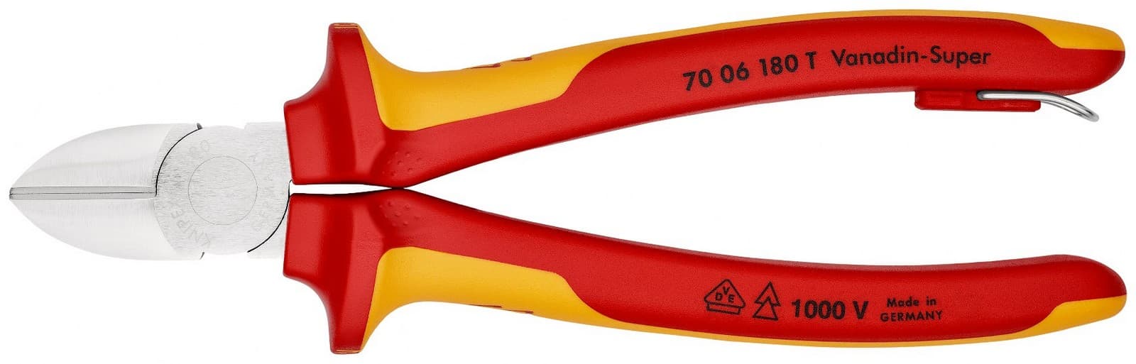 Knipex kose sečice izolovane 1000V VDE 180mm sa mogućnošću kačenja 70 06 180 T - slika 4