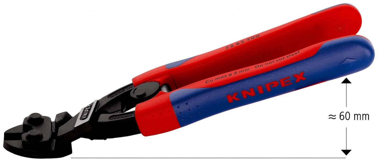 Knipex snažne sečice za meke metale i plastiku savijene 200mm 72 62 200 - slika 5