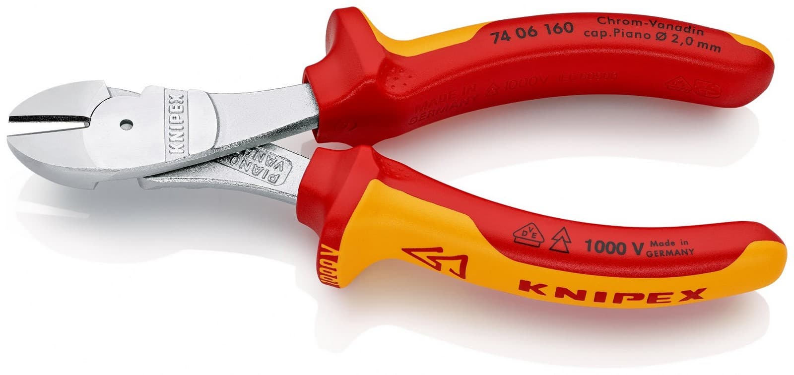 Knipex kose sečice ojačane izolovane 1000V VDE 160mm 74 06 160 - slika 2
