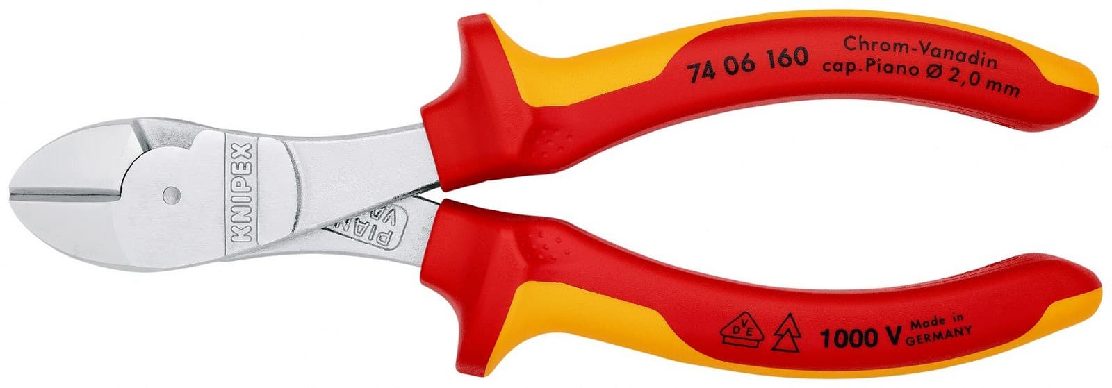 Knipex kose sečice ojačane izolovane 1000V VDE 160mm 74 06 160 - slika 3